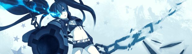 Black Rock Shooter is holding a large cannon with glowing blue energy in an action pose, 4K Desktop Wallpaper