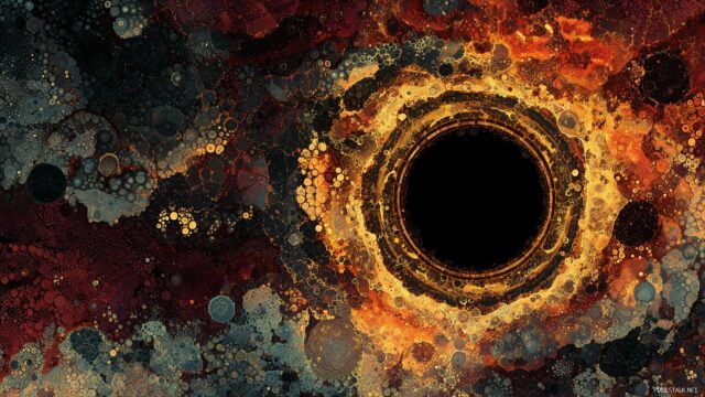 Black Hole Wallpaper Aesthetic, An Artistic Interpretation Of A Black Hole With Abstract Patterns And Colors