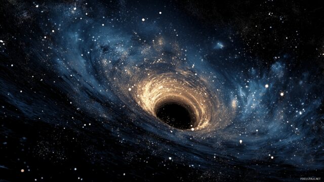 Black Hole Wallpaper Galaxy, A Dynamic Representation Of A Black Hole Pulling In Stars And Celestial Matter Within A Vivid Galaxy Backdrop