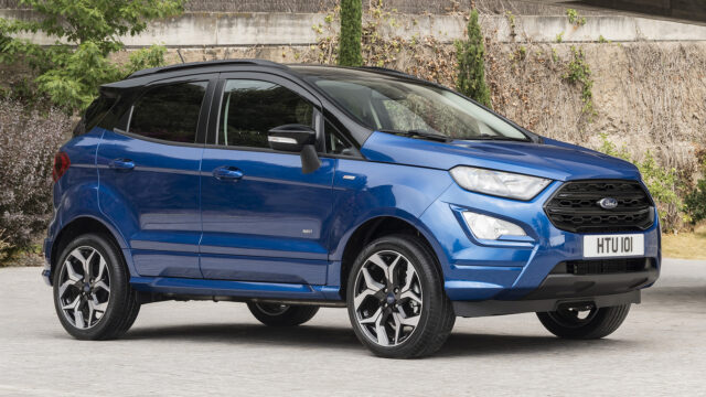 Blue Ford EcoSport Parked Outdoors Perfect For Wallpapers
