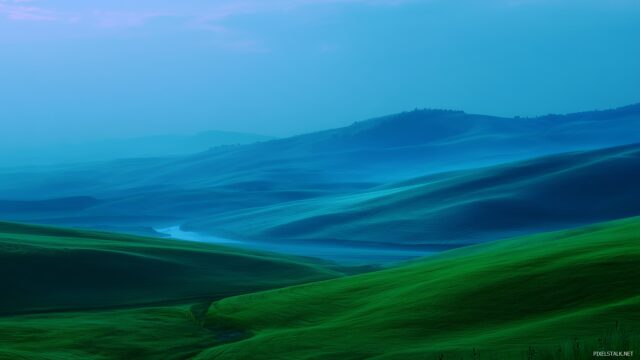Blue Green Desktop Wallpaper, A Serene Blend Of Blue And Green Colors Creating A Peaceful Landscape Ideal For Desktop Backgrounds