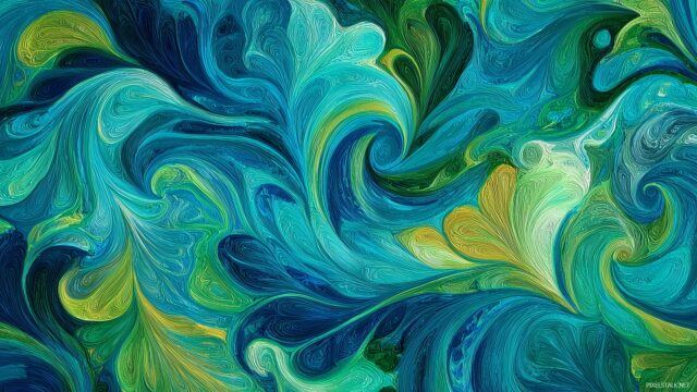 Blue Green Wallpaper, Vibrant Abstract Art Featuring Dynamic Blue And Green Swirls, Perfect For Any Modern Desktop