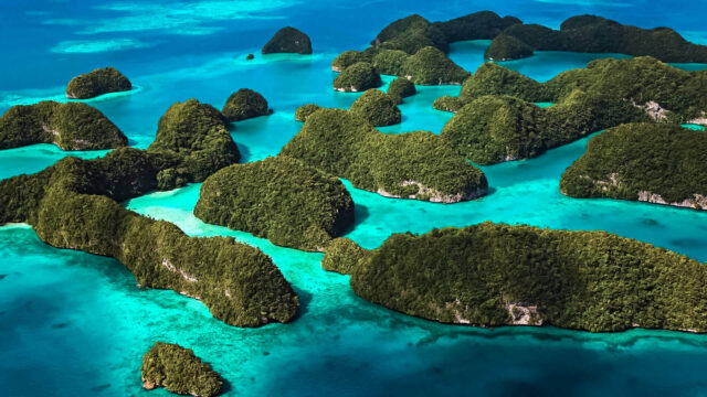 Blue Paradise Palau Islands Scenic Wallpaper