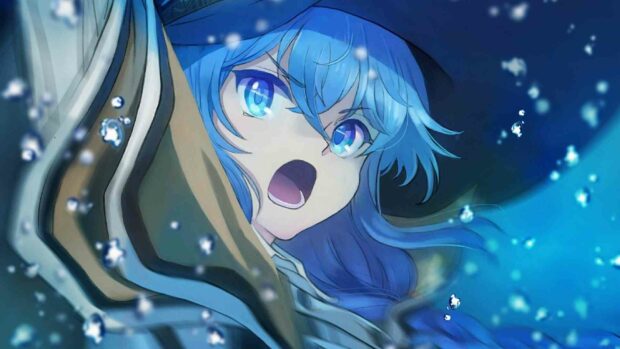 A blue haired character from Mushoku Tensei Jobless Reincarnation is casting powerful water magic underwater