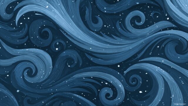 Blue Winter Wallpaper Download, A Minimalist Design Of Swirling Snow Patterns On A Deep Blue Background, Evoking A Modern Winter Vibe