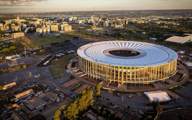 Brasilia Aerial View Of Estadio Nacional Stunning Cityscape Wallpaper