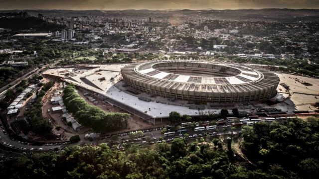 Brasilia Aerial View Of Iconic Stadium Surrounded By Cityscape