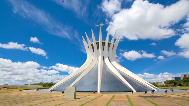 Brasilia Cathedral Against A Clear Blue Sky Wallpaper