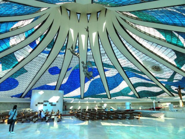Brasilia Cathedral Interior Stunning Stained Glass Ceiling Design