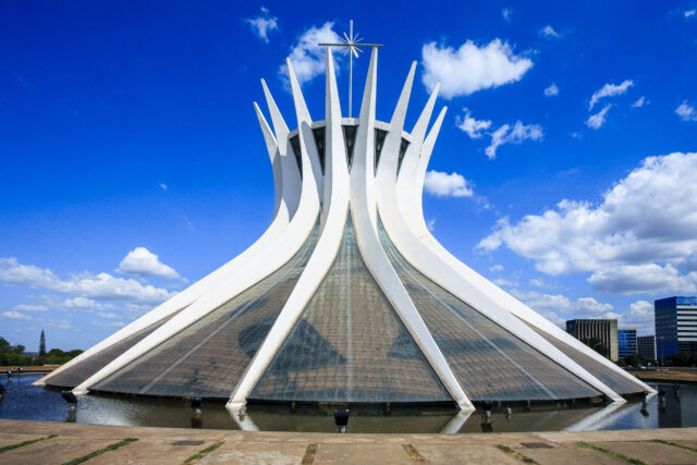 Brasilia Cathedral Majestic Architecture And Blue Sky Wallpaper