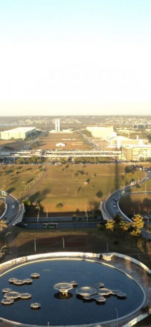 Brasilia Cityscape View With Iconic Architecture And Fountain