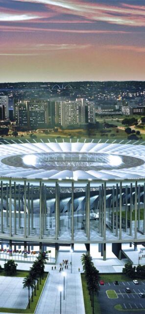 Brasilia Skyline And Stadium At Dusk Wallpaper