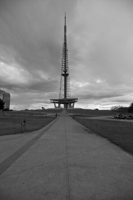 Brasilia TV Tower In Grayscale Captivating Cityscape Wallpaper