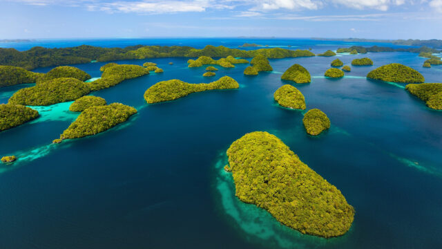 Breathtaking Aerial View Of Palau's Pristine Islands For Wallpapers