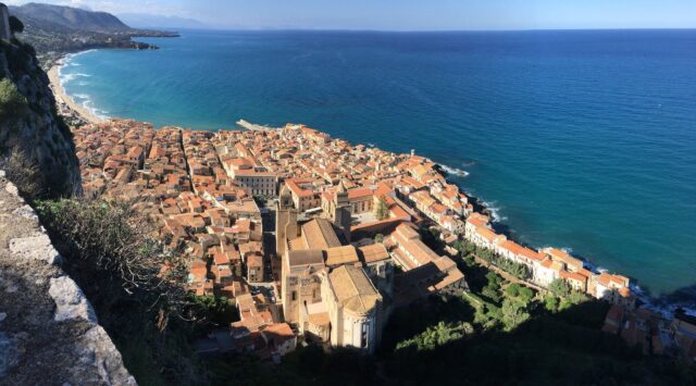 Breathtaking Coastal View Of Cefalù Italy Stunning Wallpaper