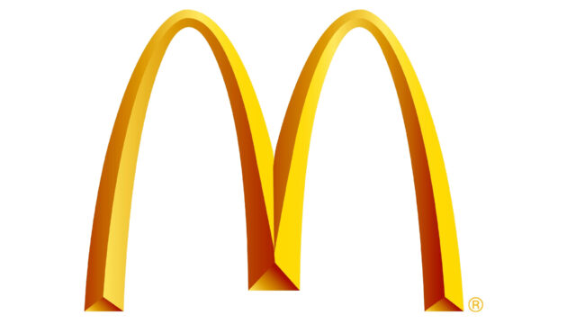 Bright McDonalds Logo with 3D Golden Arches on White Background for Wallpapers