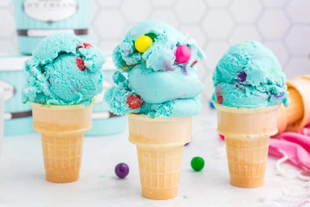 Bubble Gum Ice Cream Cones Vibrant Summer Wallpaper