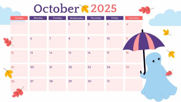 Calendar 2025 October HD Wallpaper (12)