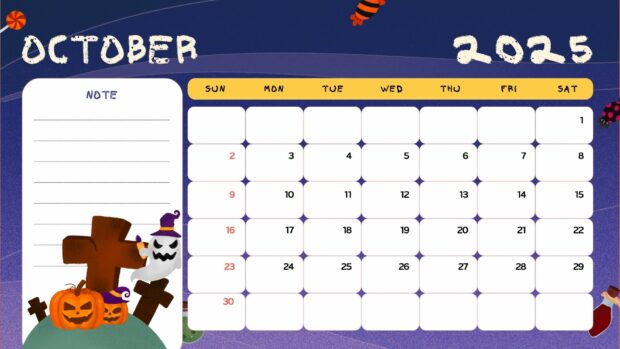 Calendar 2025 October HD Wallpaper (16)