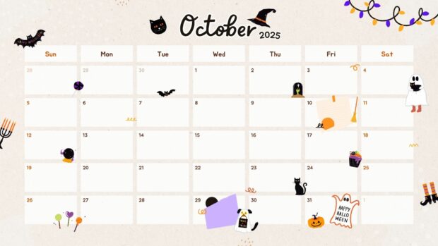Calendar 2025 October HD Wallpaper (30)