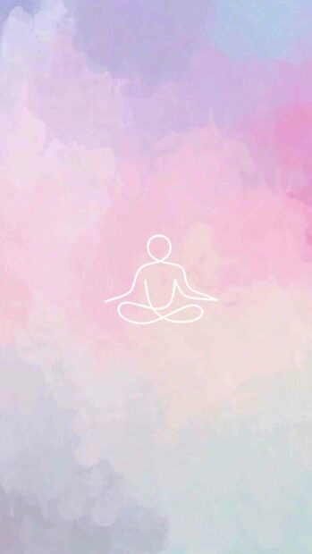 A simple white yoga figure is centered on a soft pastel pink and purple background representing peace and relaxation in yoga wallpapers, HD Phone Wallpaper