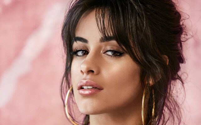 Camila Cabello Close Up Portrait With Natural Makeup And Gold Hoop Earrings Wallpaper