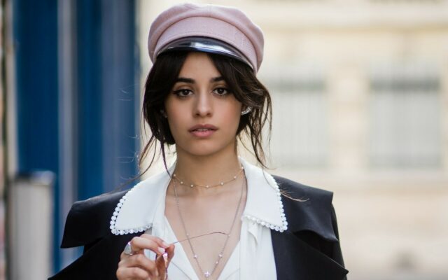 Camila Cabello Stylish Portrait In Pink Cap And Elegant Outfit Wallpaper