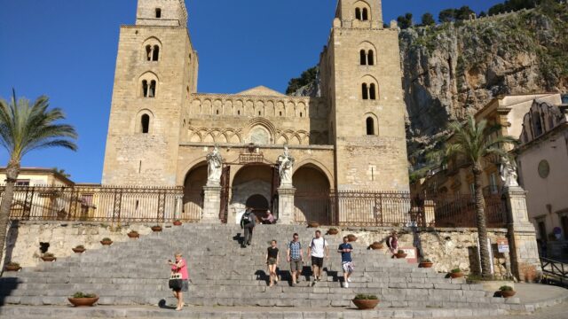 Cefalu Cathedral Majestic Architecture Wallpaper Italy