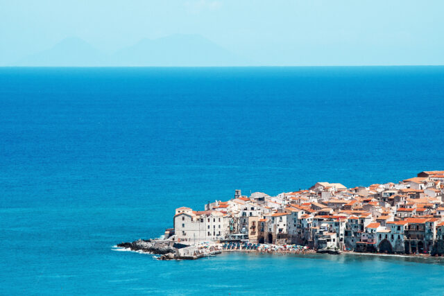 Cefalu Coastal View Captures Italian Seaside Serenity