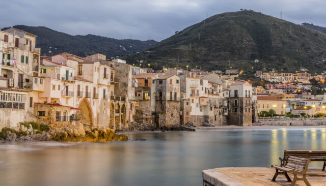 Cefalu Coastline View Evening Serenity Wallpaper