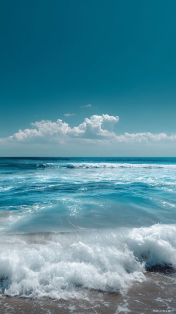 Cell Phone Home Screen Wallpaper, A Calming Ocean View With Gentle Waves And A Clear Blue Sky For A Refreshing Phone Wallpaper