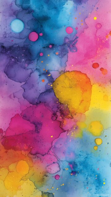 Cell Phone Wallpaper Free Download, An Artistic Blend Of Watercolor Splashes In A Variety Of Colors Making An Eye Catching Phone Wallpaper