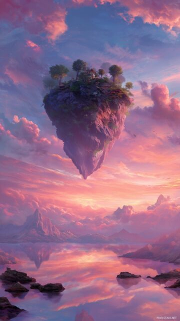 Cell Phone Wallpaper High Definition, A Surreal Dreamscape With Floating Islands And A Colorful Sky Creating An Imaginative Phone Wallpaper