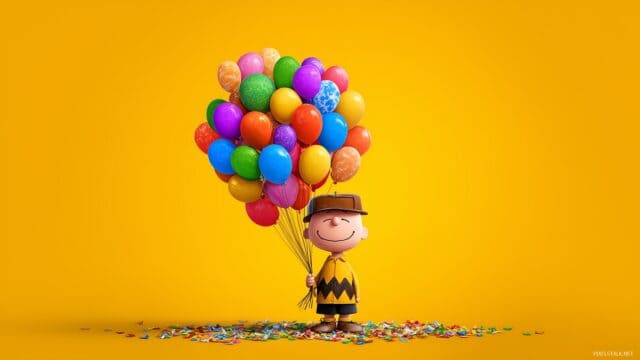 Charlie Brown Desktop Wallpaper Ultra HD, Charlie Brown Surrounded By Colorful Balloons, Capturing A Sense Of Celebration And Joy