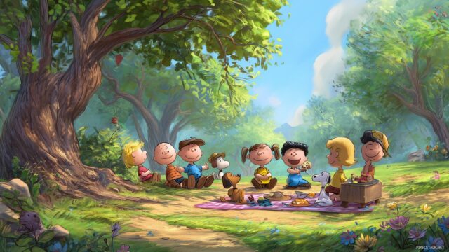 Charlie Brown Wallpaper High Resolution, A Dynamic Composition Of Charlie Brown And Friends Enjoying A Day At The Park With Vibrant Nature