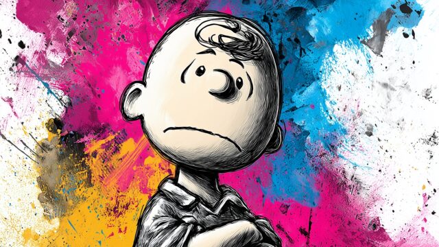 Charlie Brown High Definition Wallpaper, A Classic Black And White Drawing Of Charlie Brown With A Playful Twist Of Colors, Perfect For A Vintage Feel