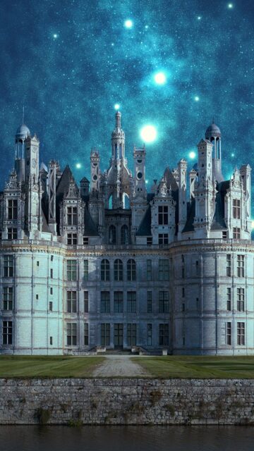 Chateau De Chambord Stunning Night Sky Stars Wallpaper Background