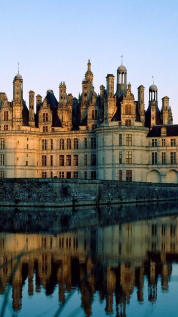 Chateau De Chambord Stunning Sunset Reflection Wallpaper View