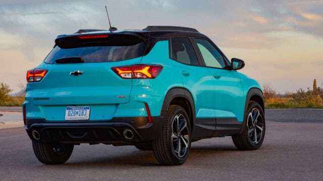 Chevrolet Trailblazer In Vibrant Blue On A Scenic Road Background