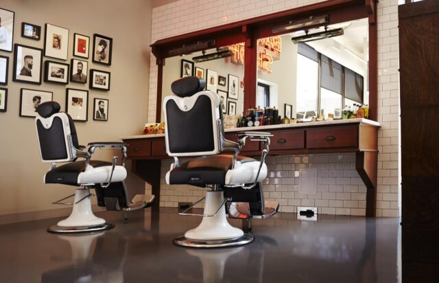 Chic Hair Salon Interior With Stylish Barber Chairs And Decor