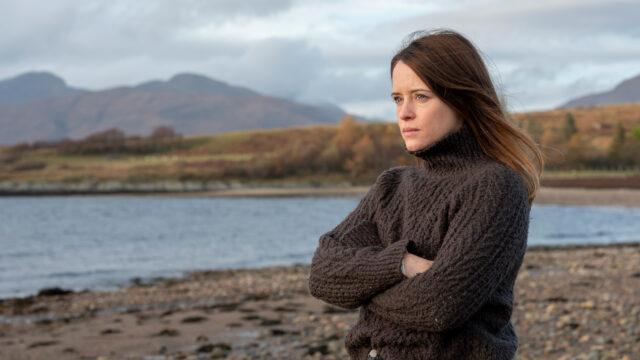 Claire Foy Looking Thoughtful by the Lake in Cozy Sweater Claire Foy Wallpapers