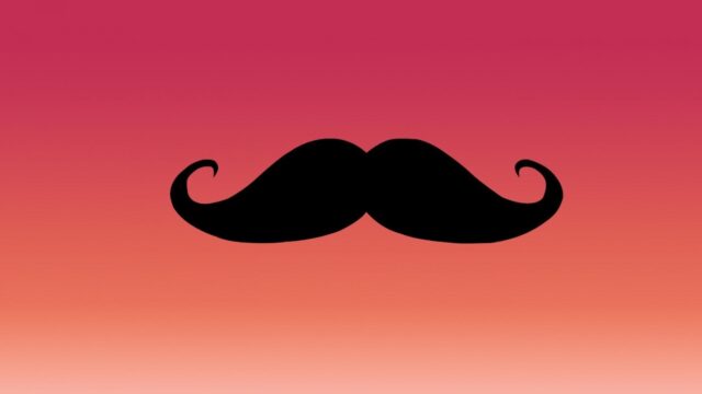 Classic Black Mustache Silhouette on Gradient Pink and Orange Background Wallpaper