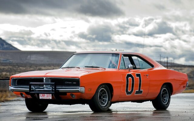 Classic General Lee Car Wallpaper Featuring Bright Orange Dodge Charger with Number 01 on Door