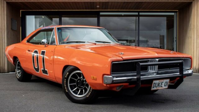 Classic General Lee Car with Number 01 Bright Orange Dodge Charger Wallpaper