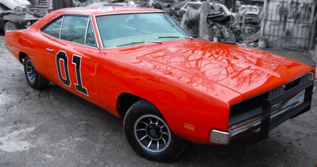 Classic General Lee Car with Number 01 Bright Orange Muscle Car Wallpaper