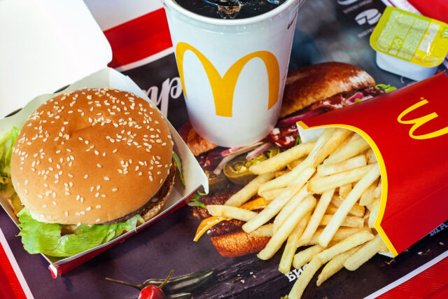 Classic McDonalds Meal with Burger Fries and Drink High Quality Wallpaper