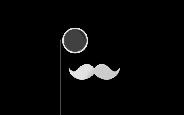 Classic Monocle and Mustache Minimalist Black Background Wallpaper