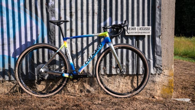 Colnago Gravel Bike Wallpaper Against Rustic Corrugated Metal Background