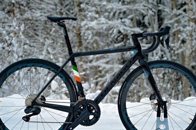 Colnago Road Bike in Winter Landscape High Performance Cycling Wallpaper