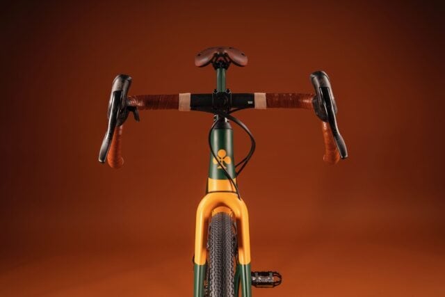 Colnago Wallpapers Front View of Vintage Style Bicycle with Brown Handlebar Tape and Orange Fork